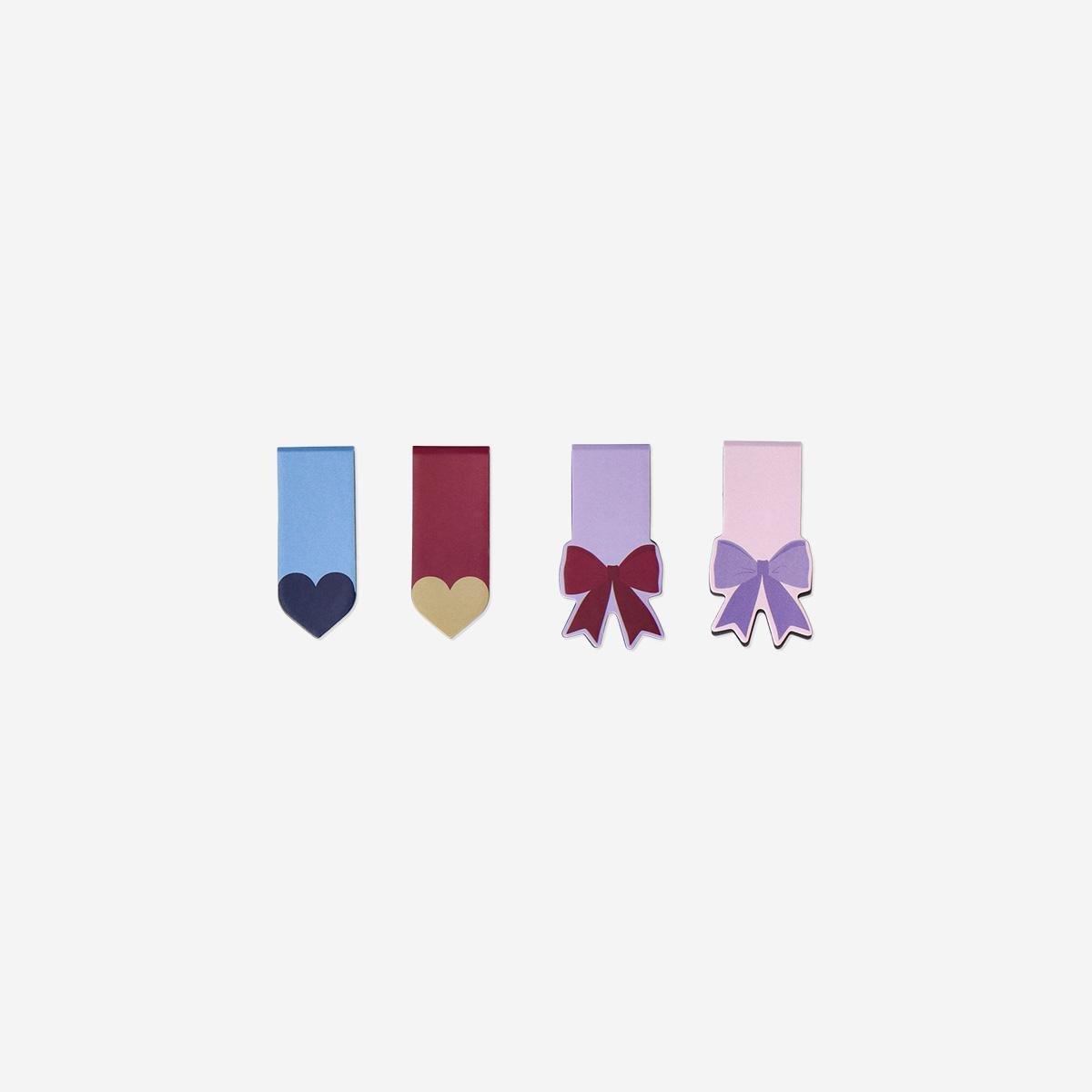 Multicolour Hearts And Bows Magnetic Bookmarks, 4 Pcs