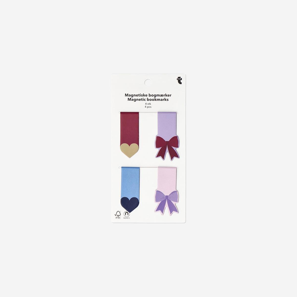 Multicolour Hearts And Bows Magnetic Bookmarks, 4 Pcs