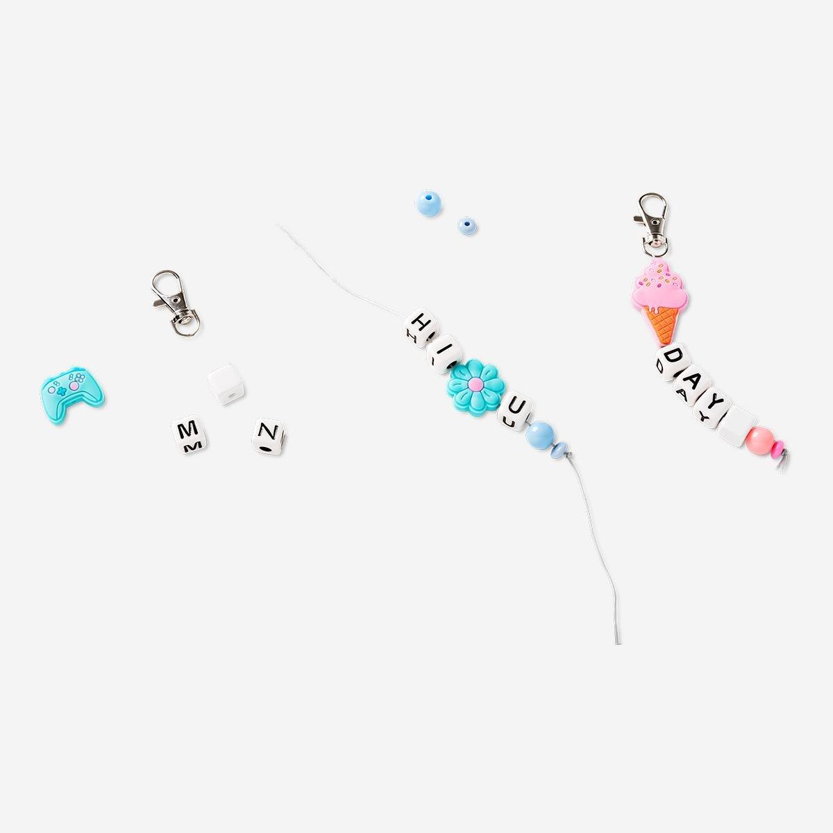 Multicolour Diy String Keyring Bead Set