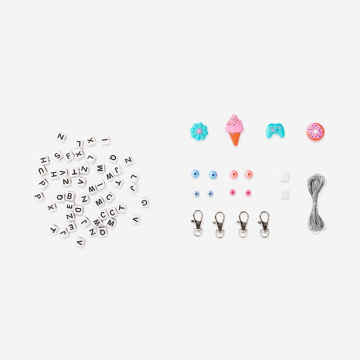Multicolour Diy String Keyring Bead Set