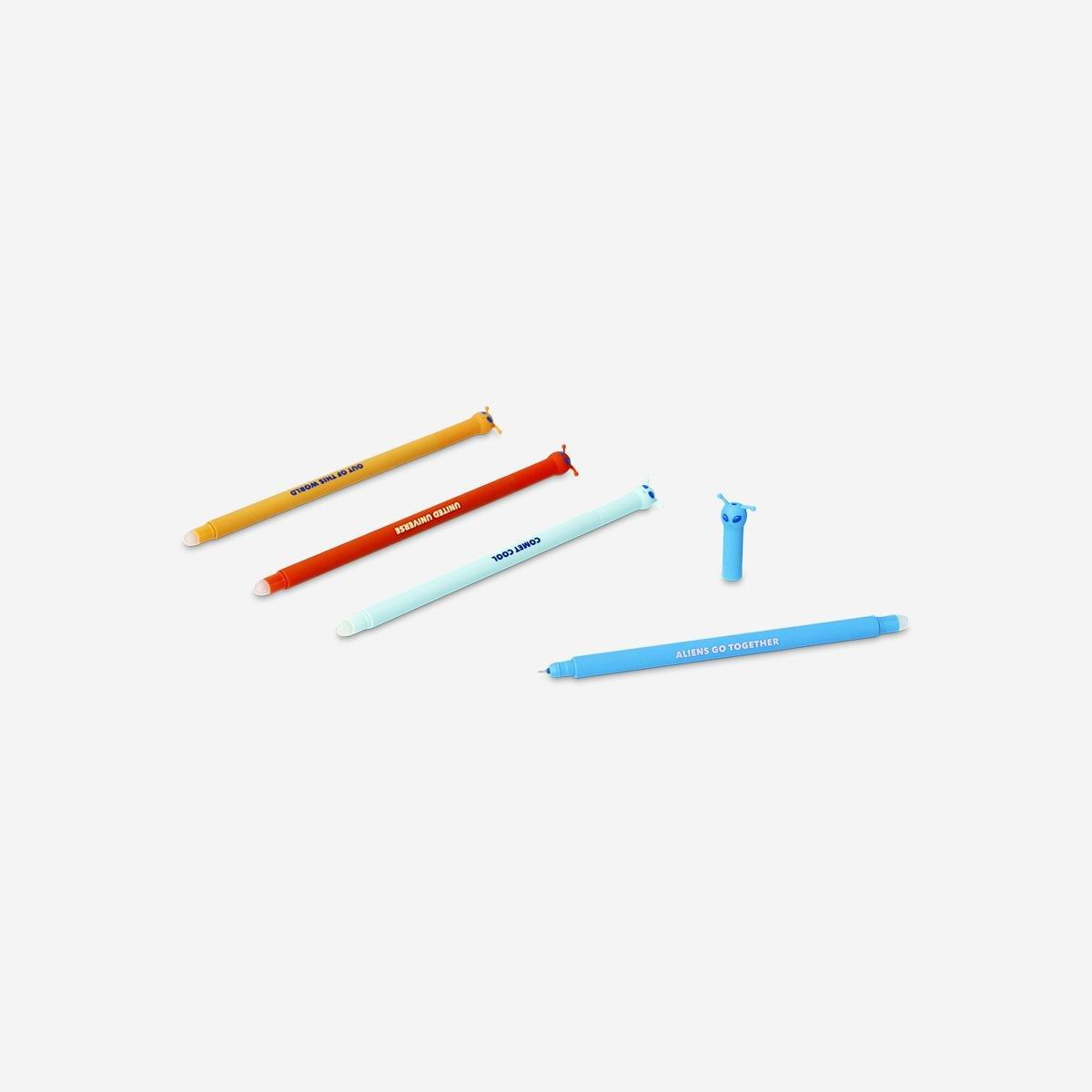 Multicolour Erasable Alien Gel Ink Pens - 4 Pcs