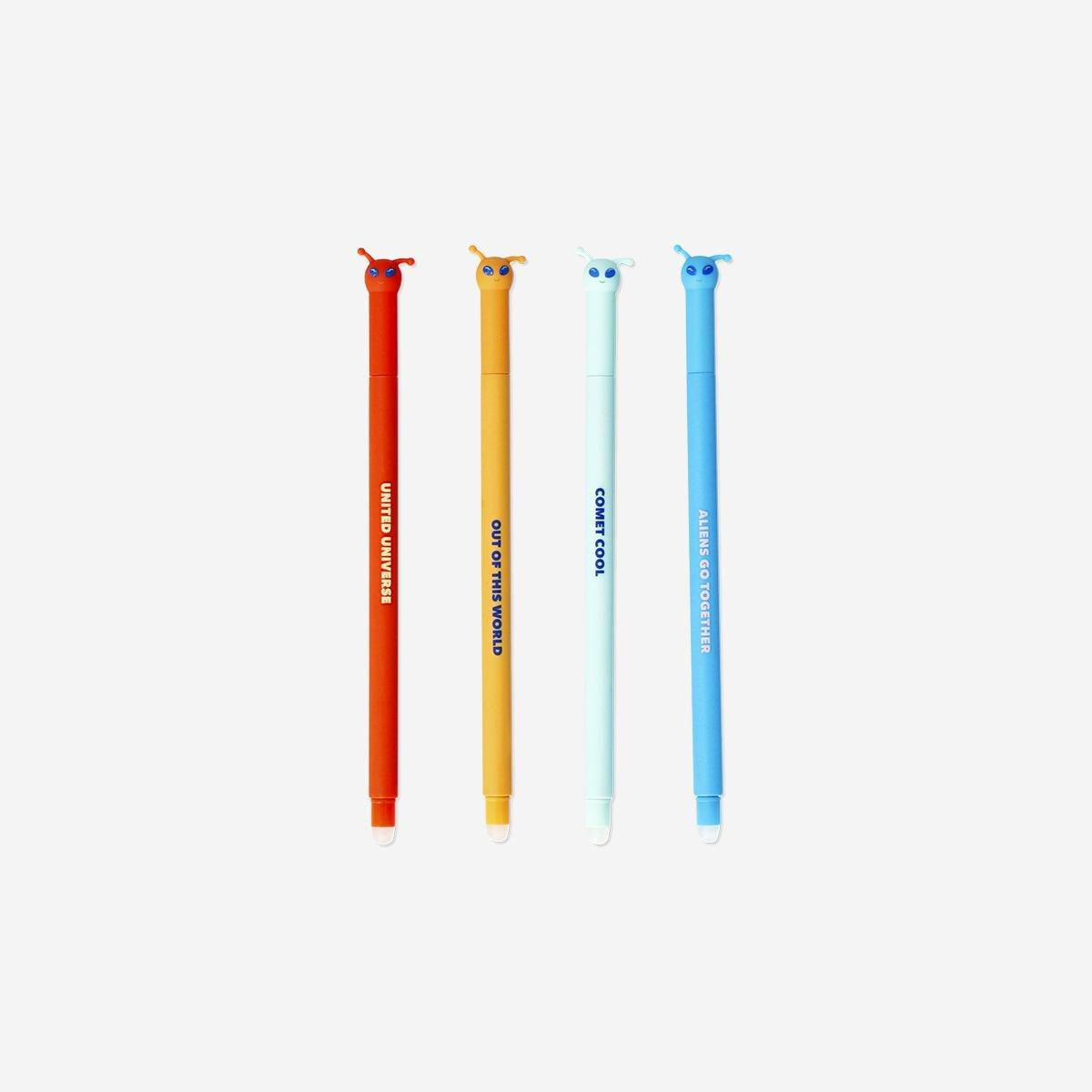 Multicolour Erasable Alien Gel Ink Pens - 4 Pcs