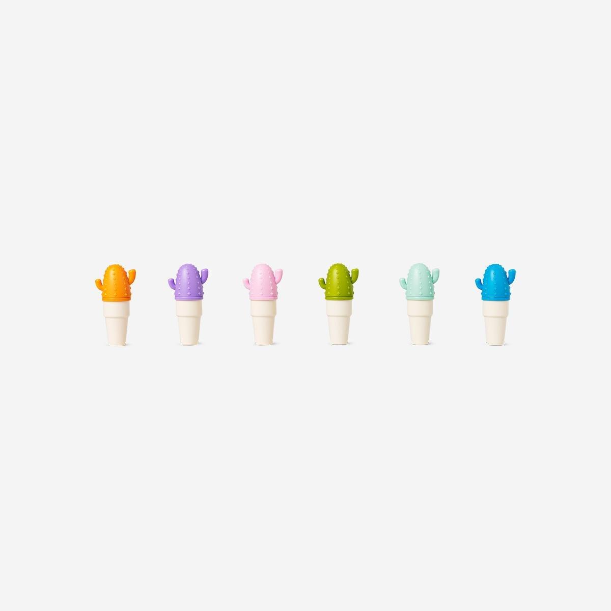 Multicolour Mini Cactus Highlighters - 6 Pcs