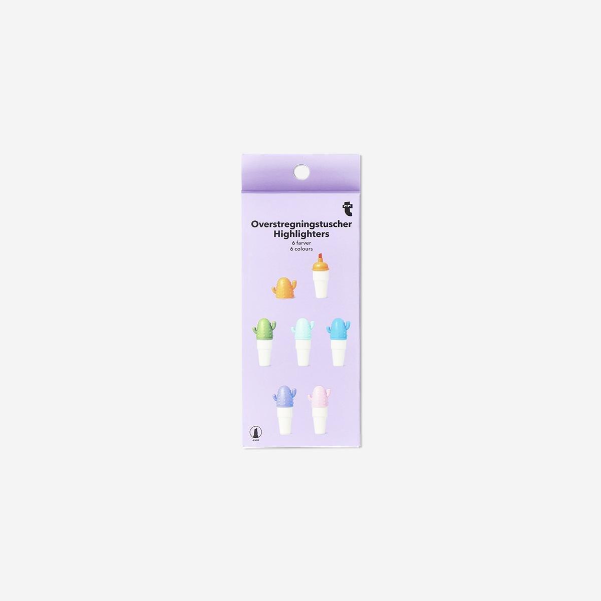 Multicolour Mini Cactus Highlighters - 6 Pcs
