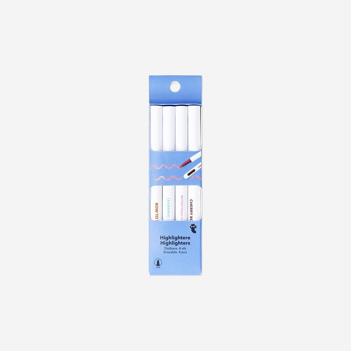 Multicolour Erasable Highlighters - 4 Pcs