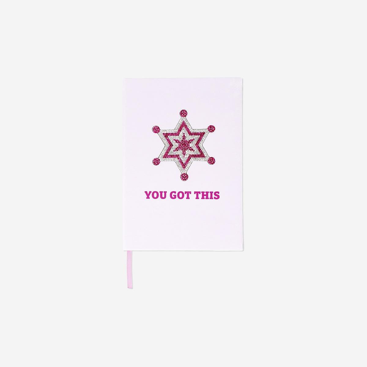 Pink A5 Notebook With Glitter Stone Cover