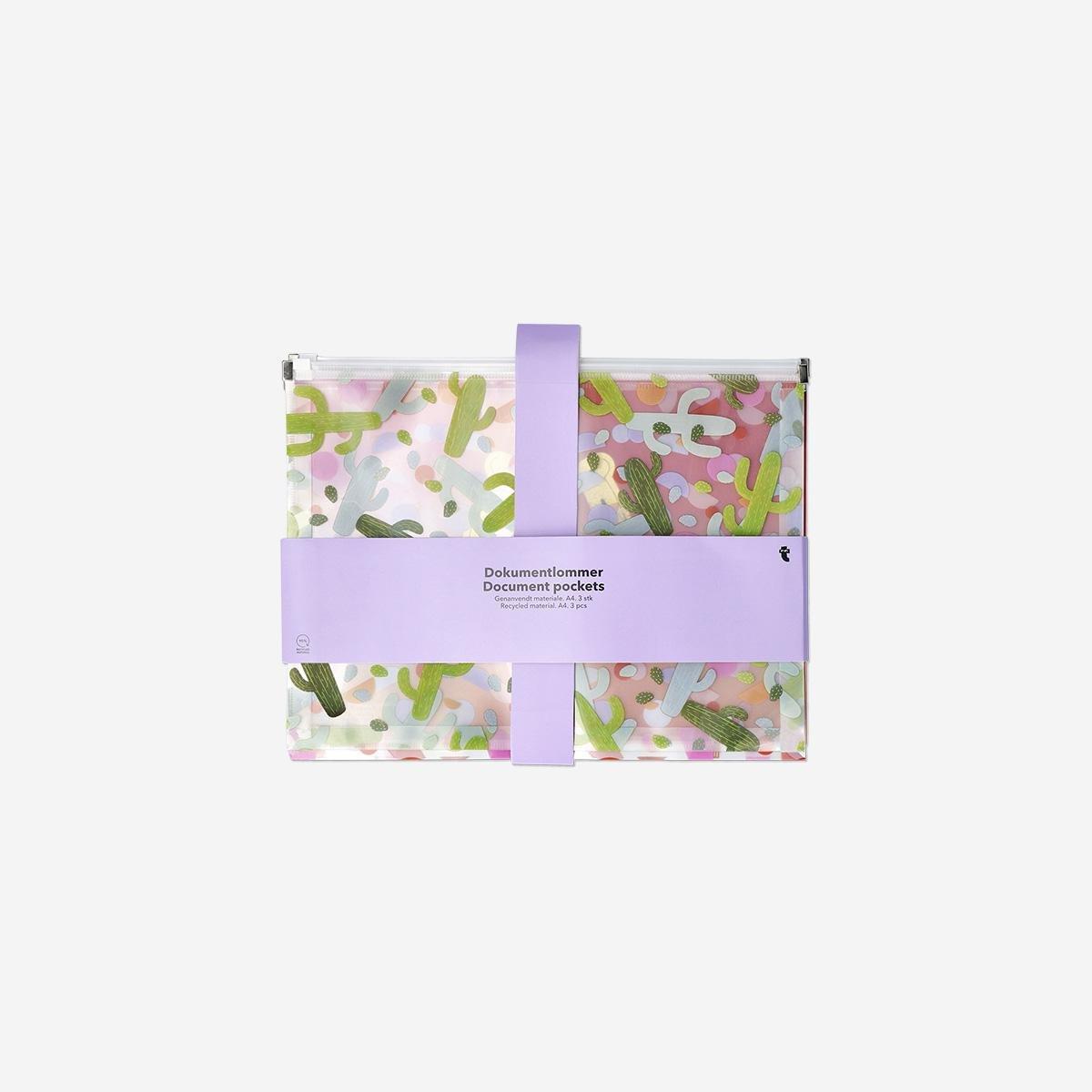 Multicolour A4 Document Pockets - 3 Pcs