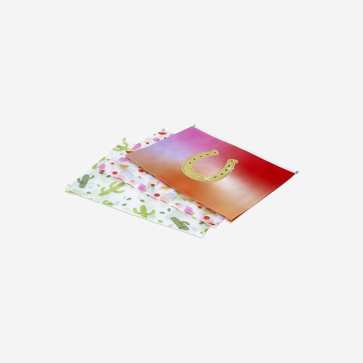 Multicolour A4 Document Pockets - 3 Pcs