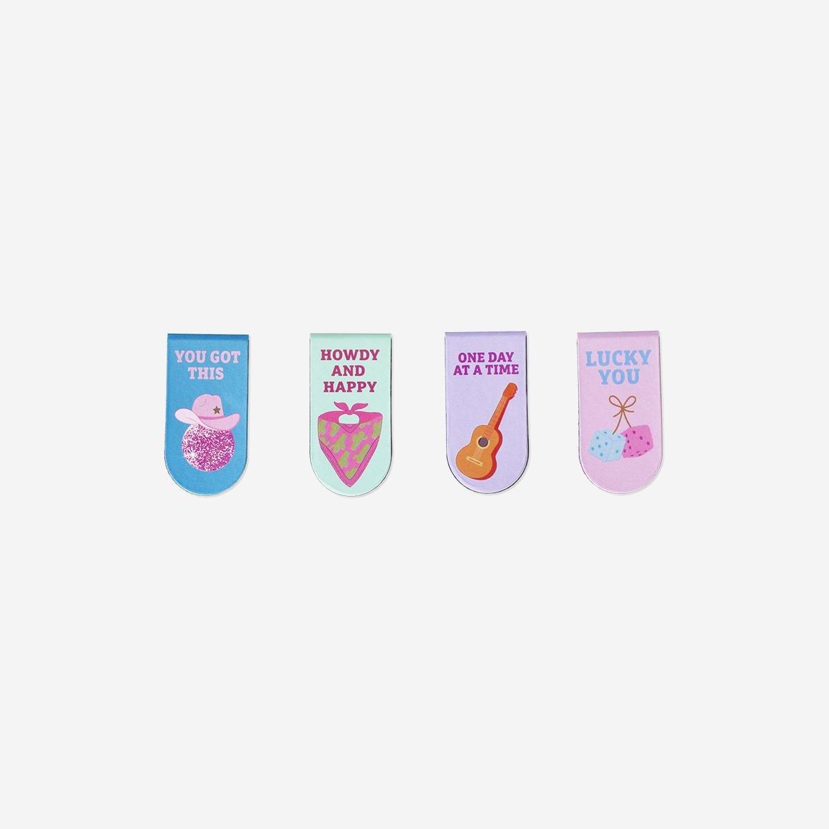 Multicolour Western Themed Magnetic Bookmarks - 4 Pcs