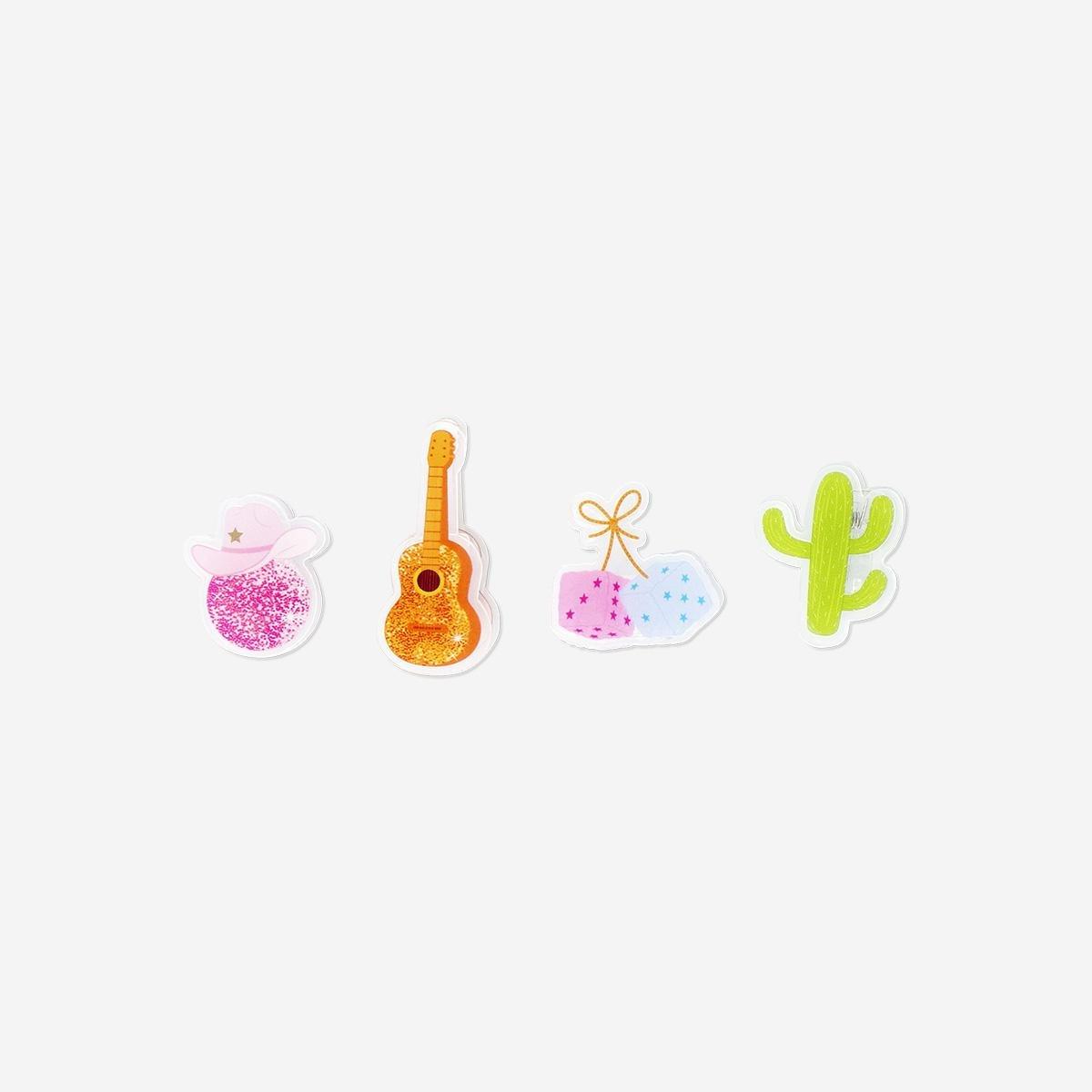 Multicolour Western Themed Clips - 4 Pcs