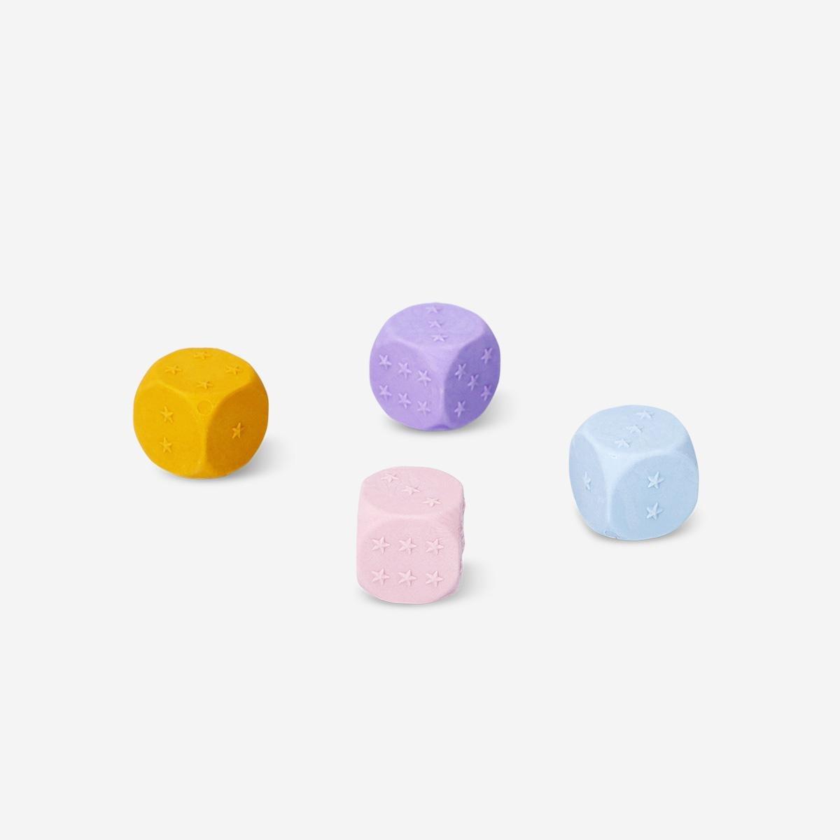 Multicolour Dice Erasers - 4 Pcs