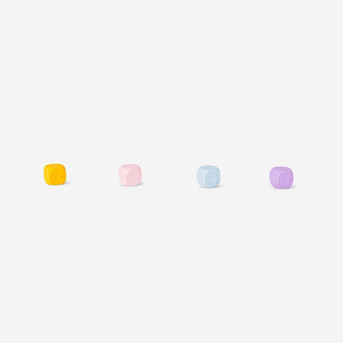 Multicolour Dice Erasers - 4 Pcs