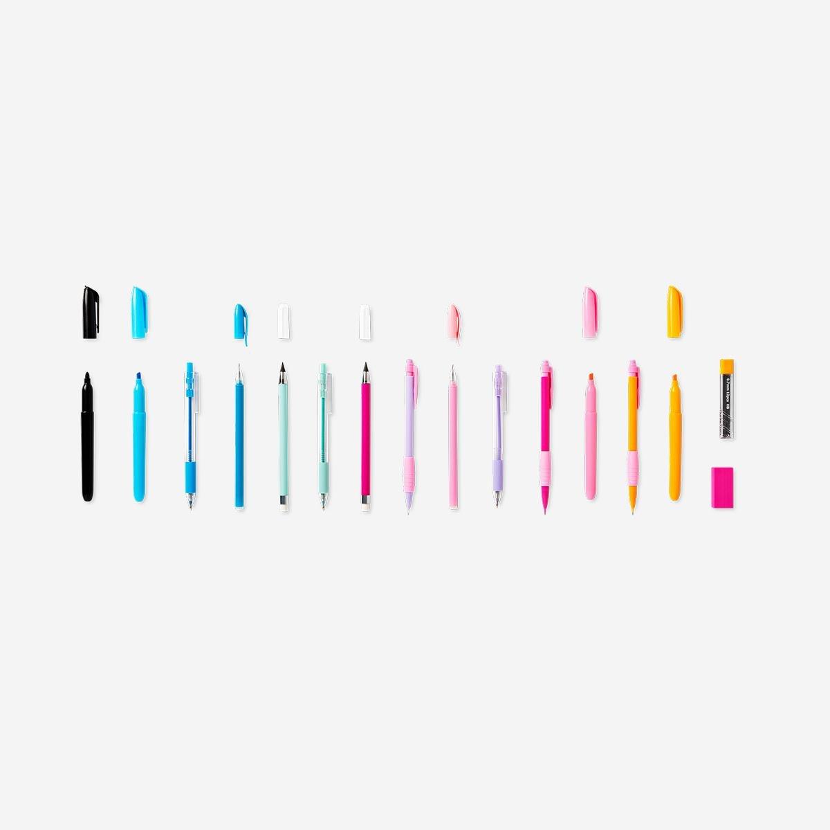 Multicolour Pens And Markers Set - 17 Pcs
