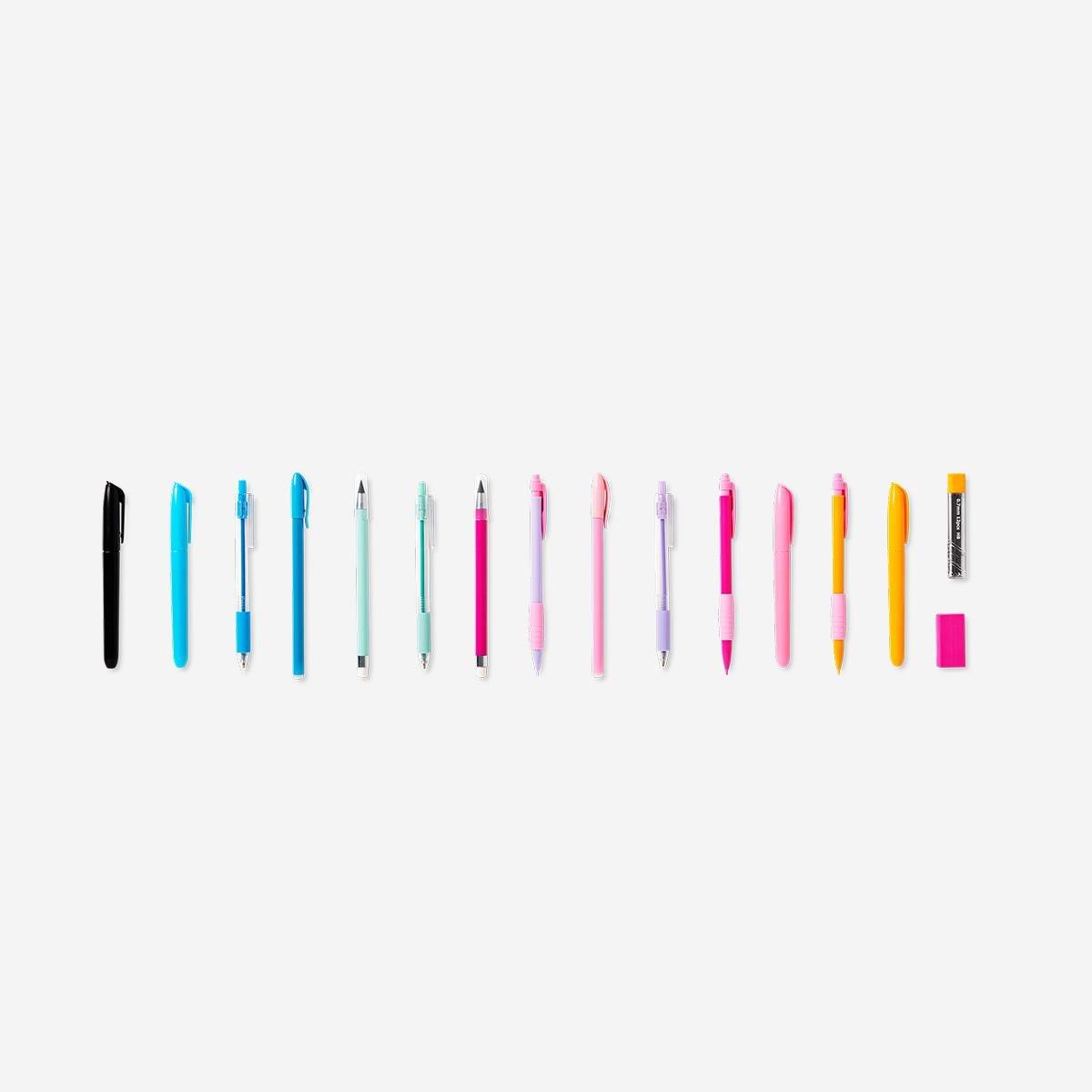 Multicolour Pens And Markers Set - 17 Pcs