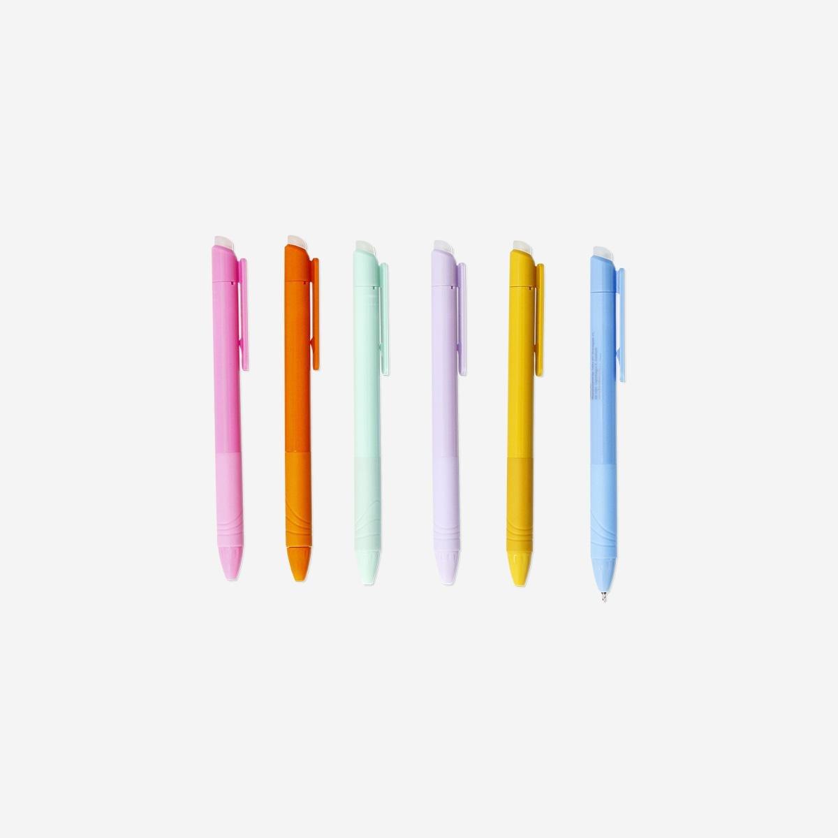Multicolour Erasable Gel Ink Pens - 6 Pcs