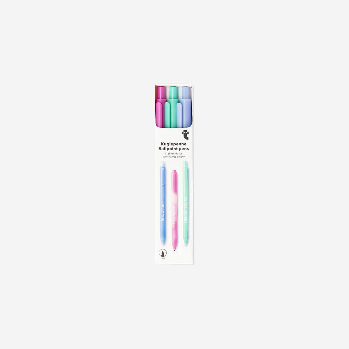 Multicolour Colour Changing Barrels Ballpoint Pens - 3 Pcs