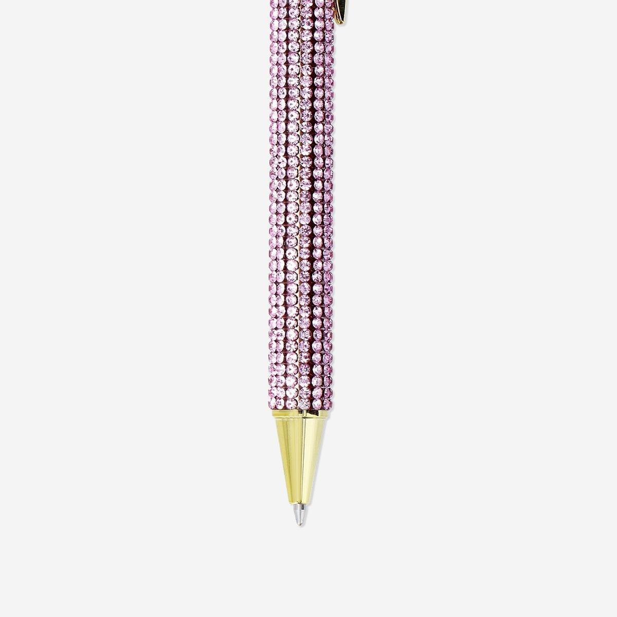 Pink Ballpoint Pen With Rhinestones - Black Ink