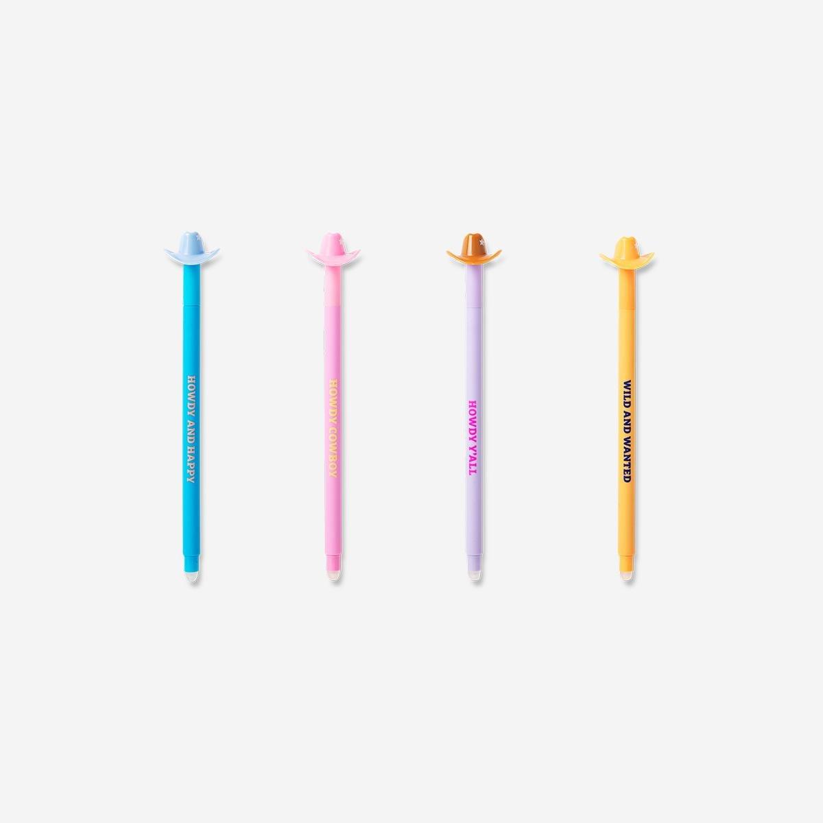Multicolour Cowboy Hat Erasable Pens - 4 Pcs