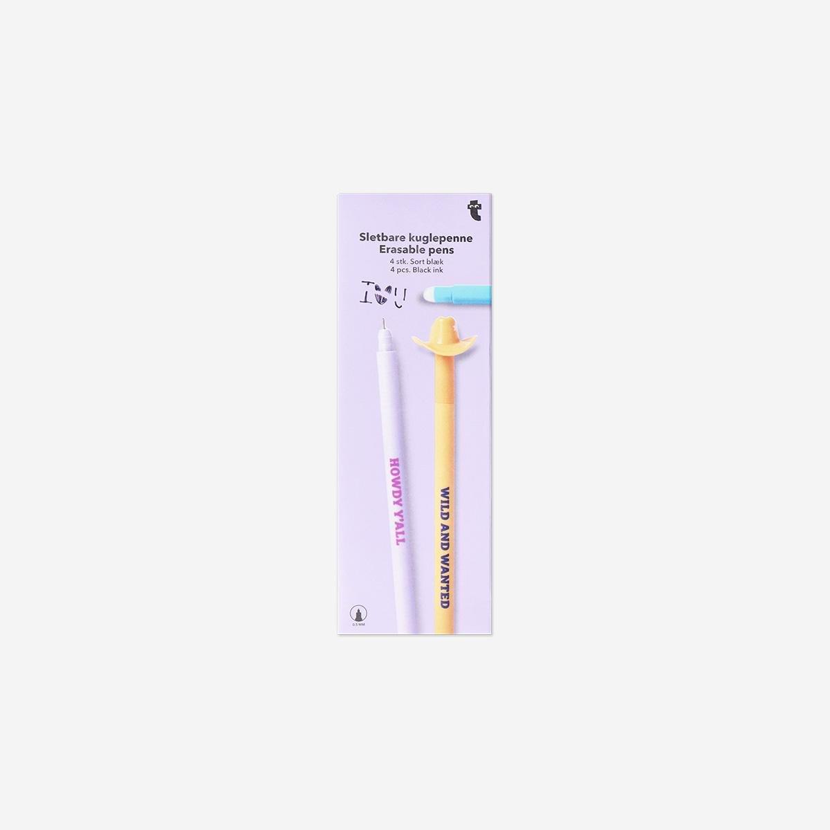 Multicolour Cowboy Hat Erasable Pens - 4 Pcs