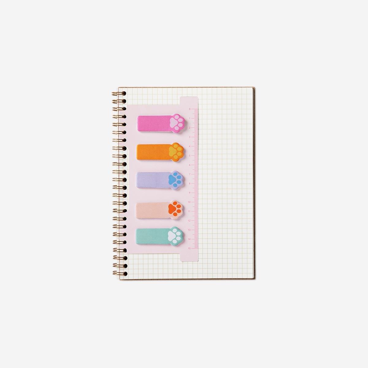 Multicolour Paw Icon Page Markers On Ruler