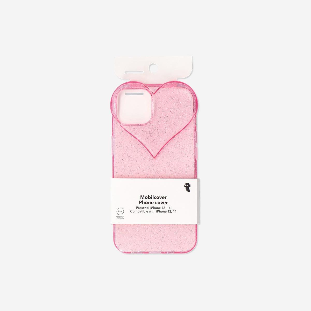 Pink Glitter Heart Phone Case - iPhone 13 + 14