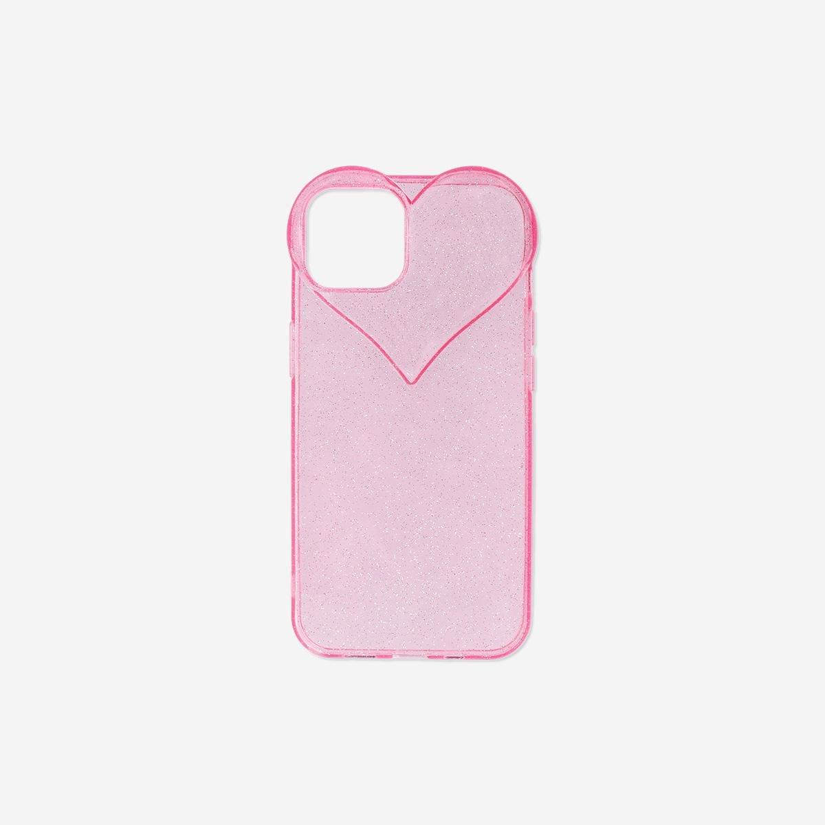 Pink Glitter Heart Phone Case - iPhone 13 + 14