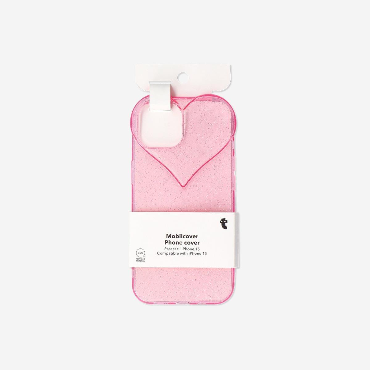 Pink Glitter Heart Phone Case - iPhone 15