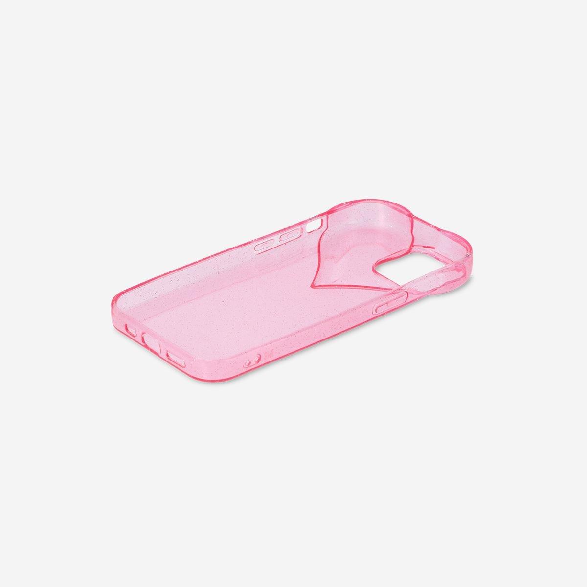Pink Glitter Heart Phone Case - iPhone 15