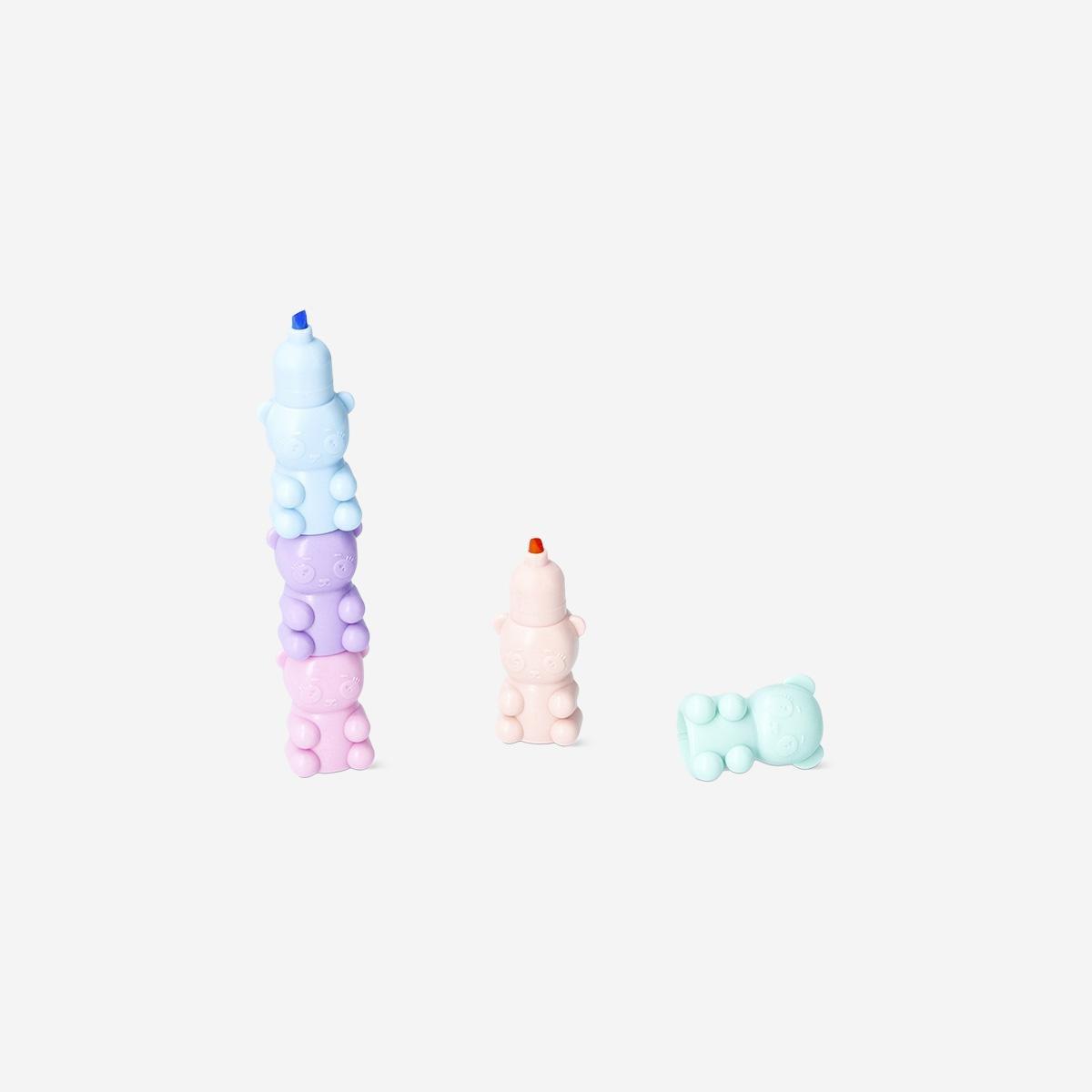 Multicolour Stackable Panda Highlighters