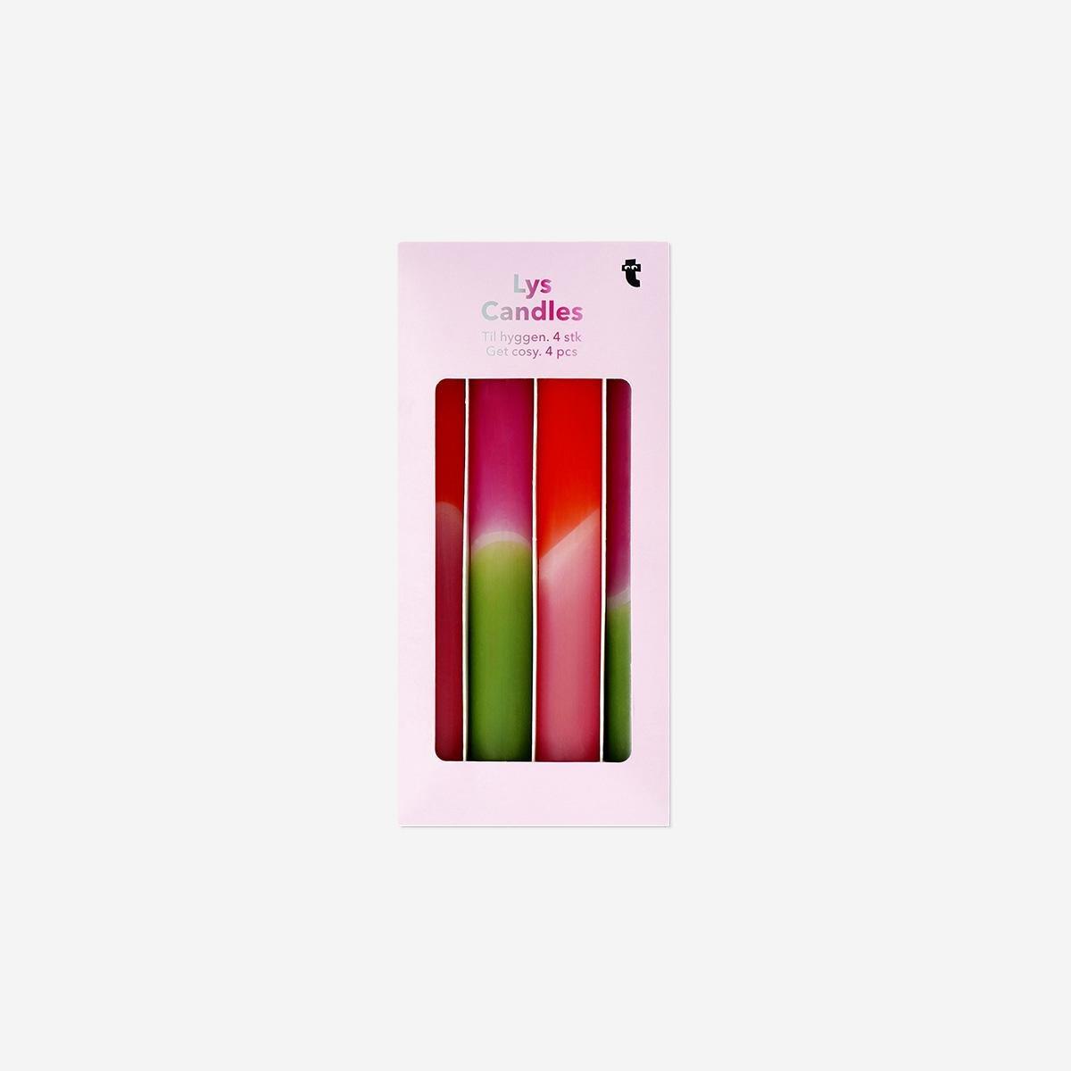 Multicolour With Dip Dye Candles, 4 Pcs
