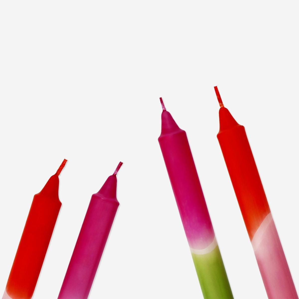 Multicolour With Dip Dye Candles, 4 Pcs
