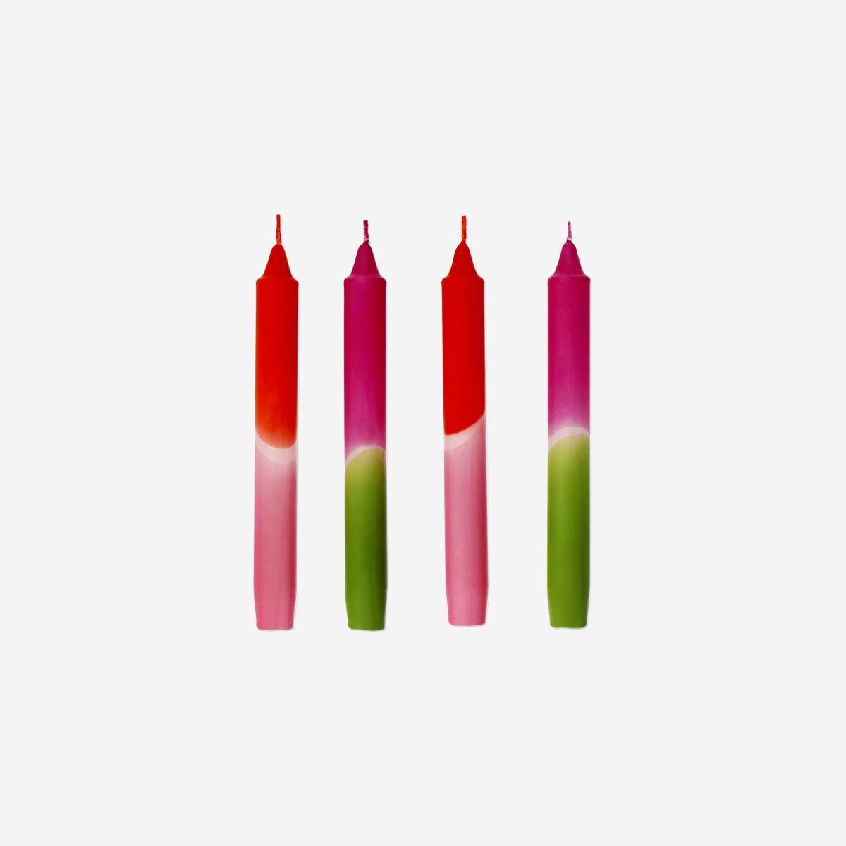 Multicolour With Dip Dye Candles, 4 Pcs