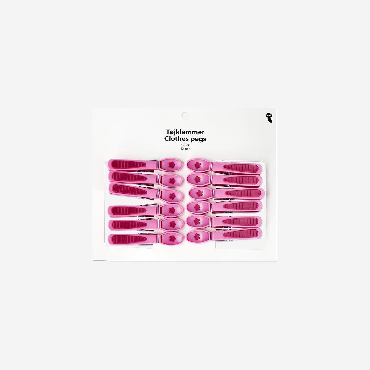 Multicolour Pink Clothes Pegs, 12 Pcs