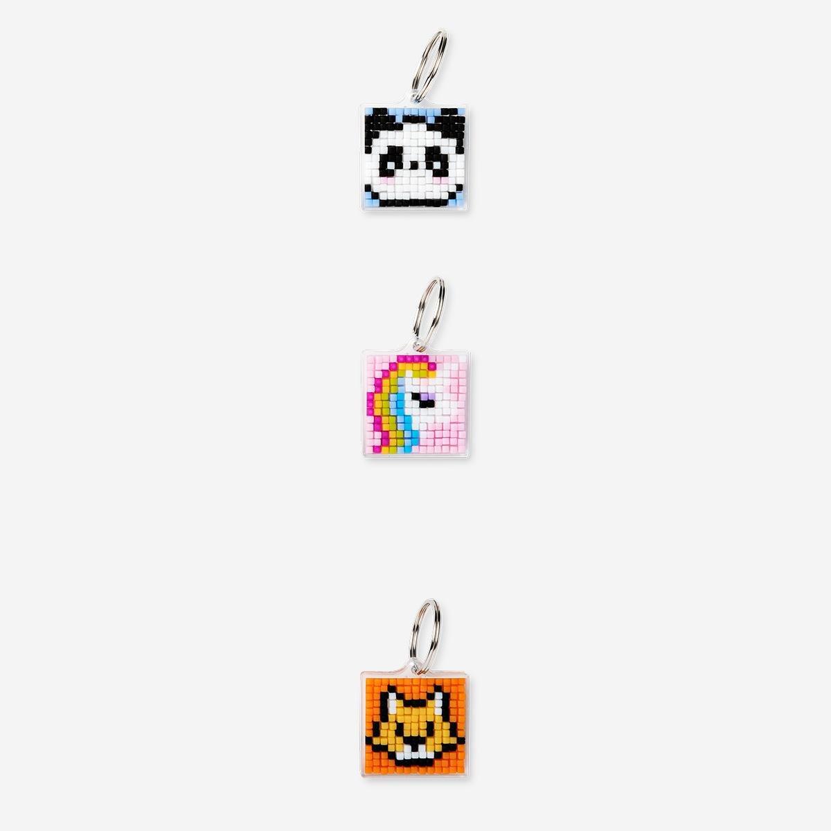 Multicolour Diy Push Beads Key Rings, 3 Pcs