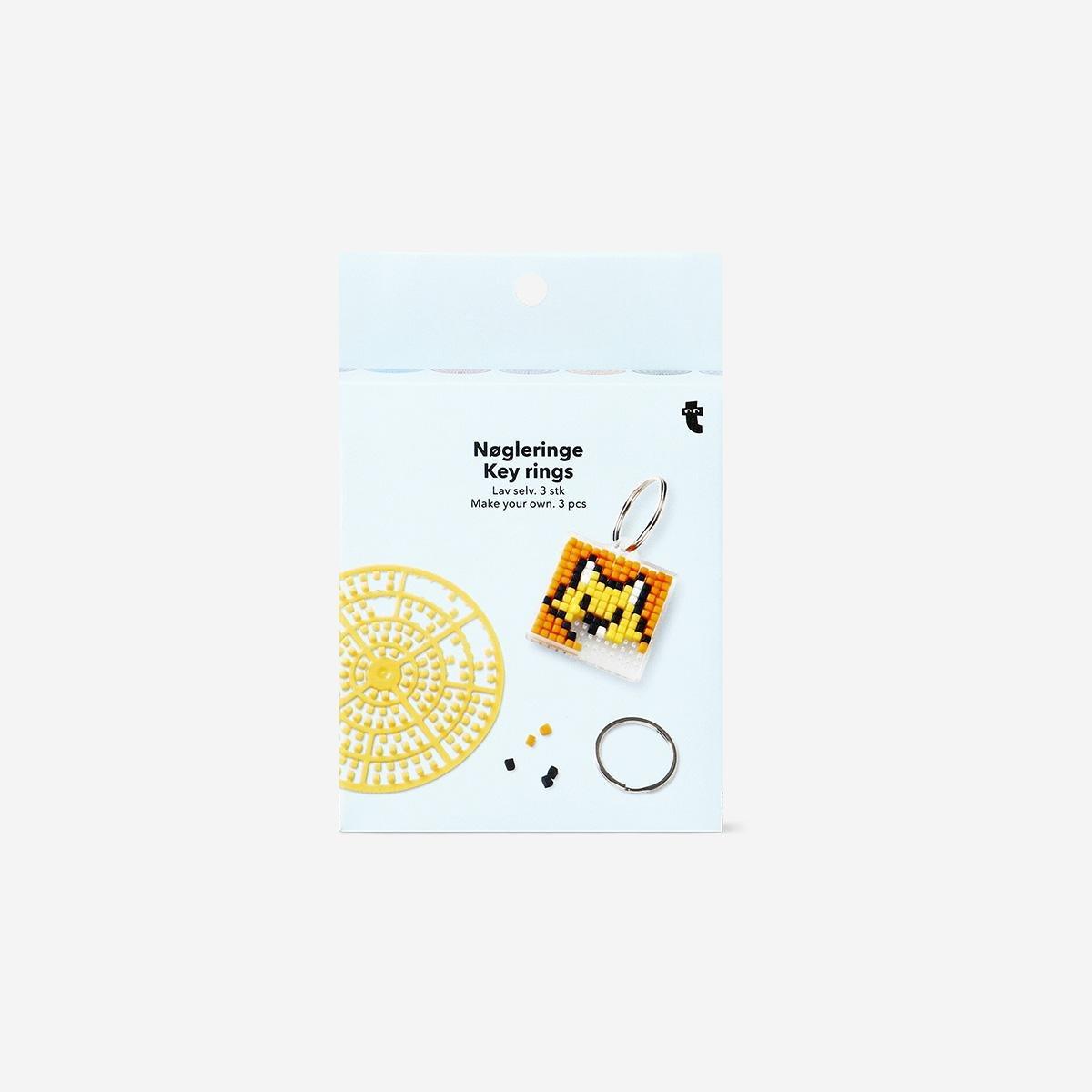 Multicolour Diy Push Beads Key Rings, 3 Pcs
