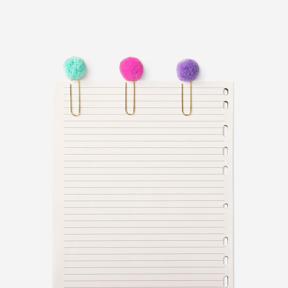 Multicolour Pom Pom Paper Clips - 6 Pcs