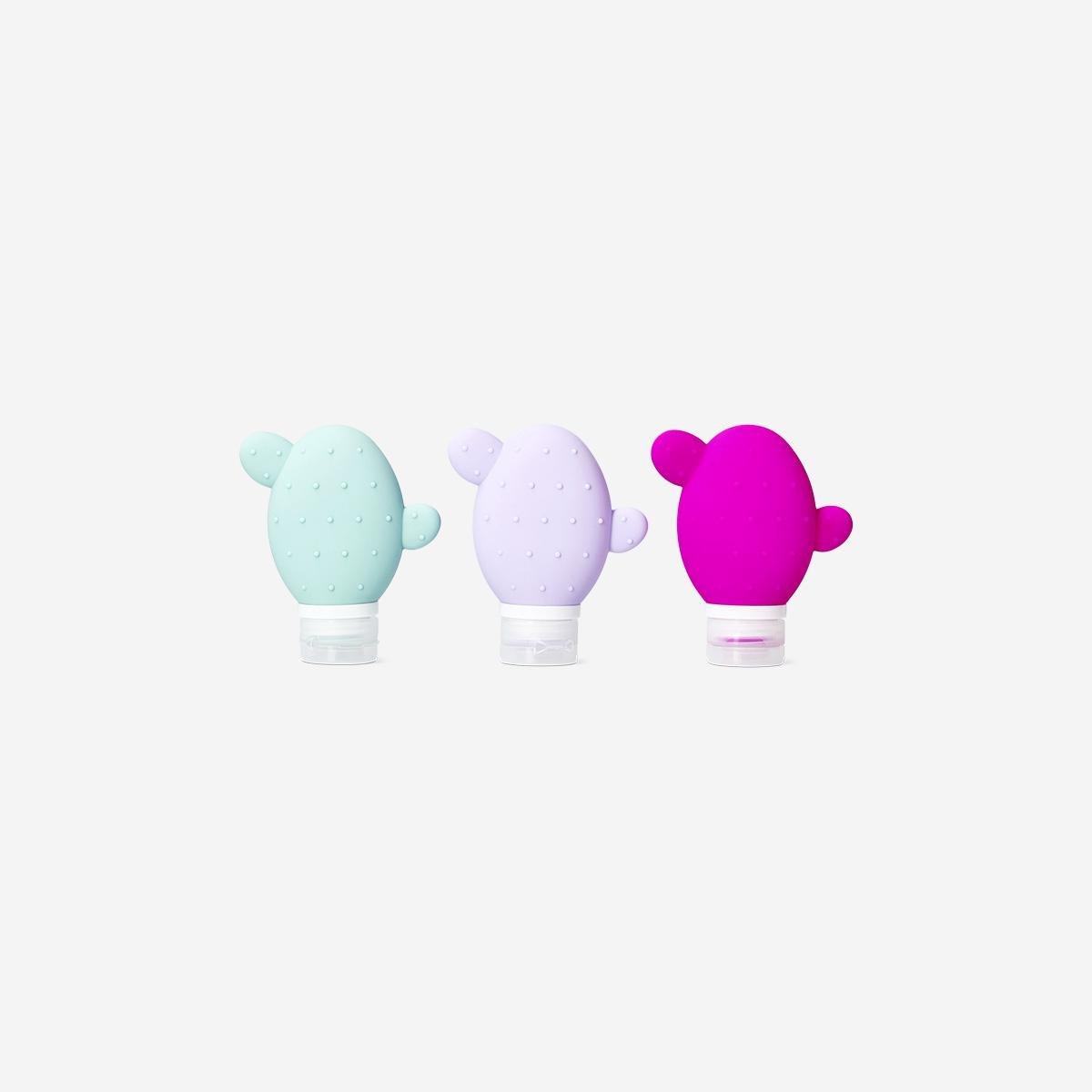 Multicolour Cactus Travel Bottles Set - 3 Pcs