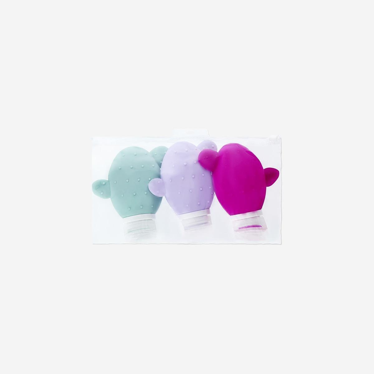 Multicolour Cactus Travel Bottles Set - 3 Pcs