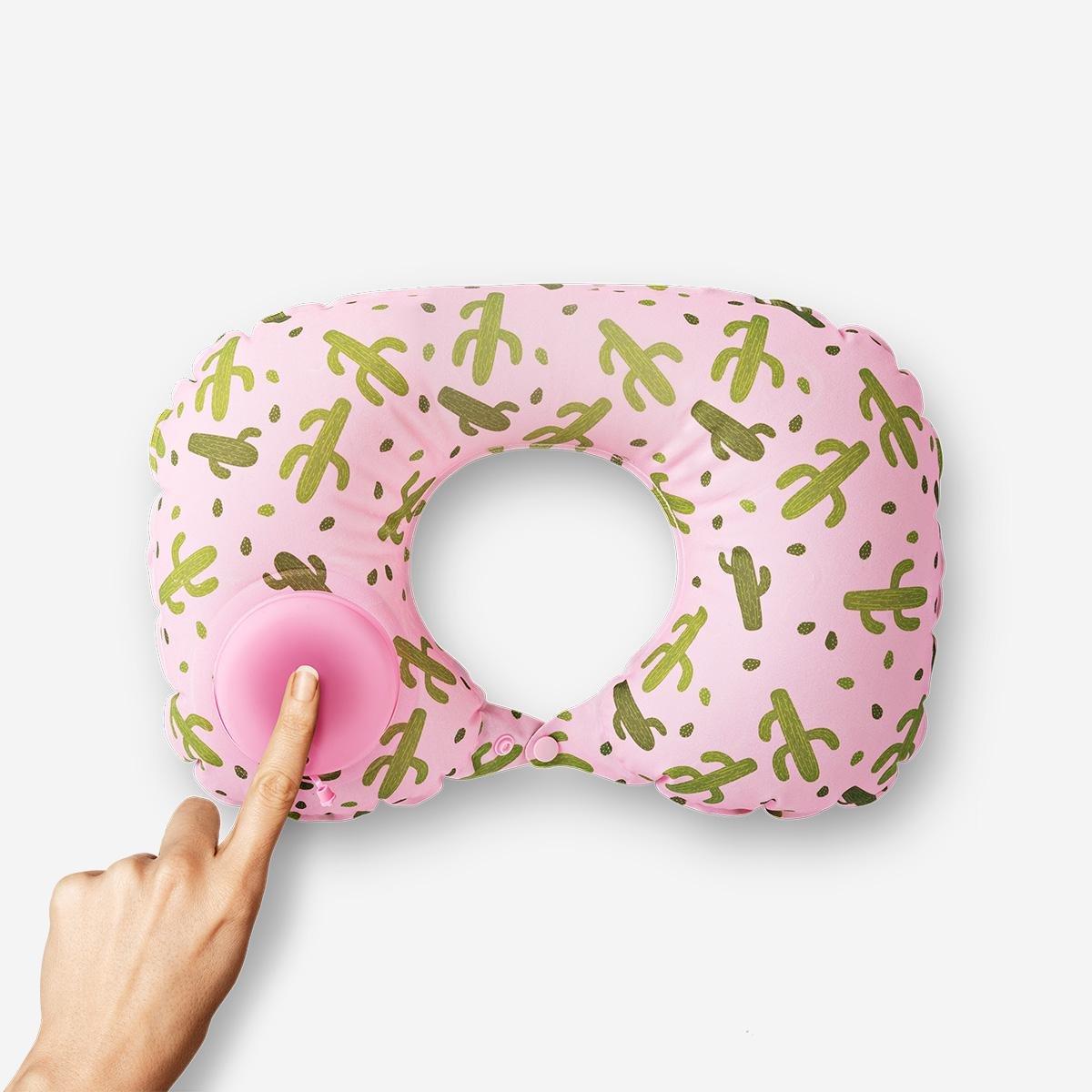 Multicolour Inflatable Cactus Travel Pillow
