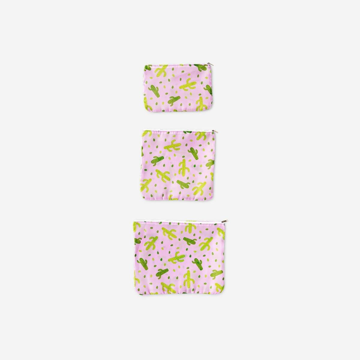 Multicolour Cactus Print Organiser Bags - 5 Pcs
