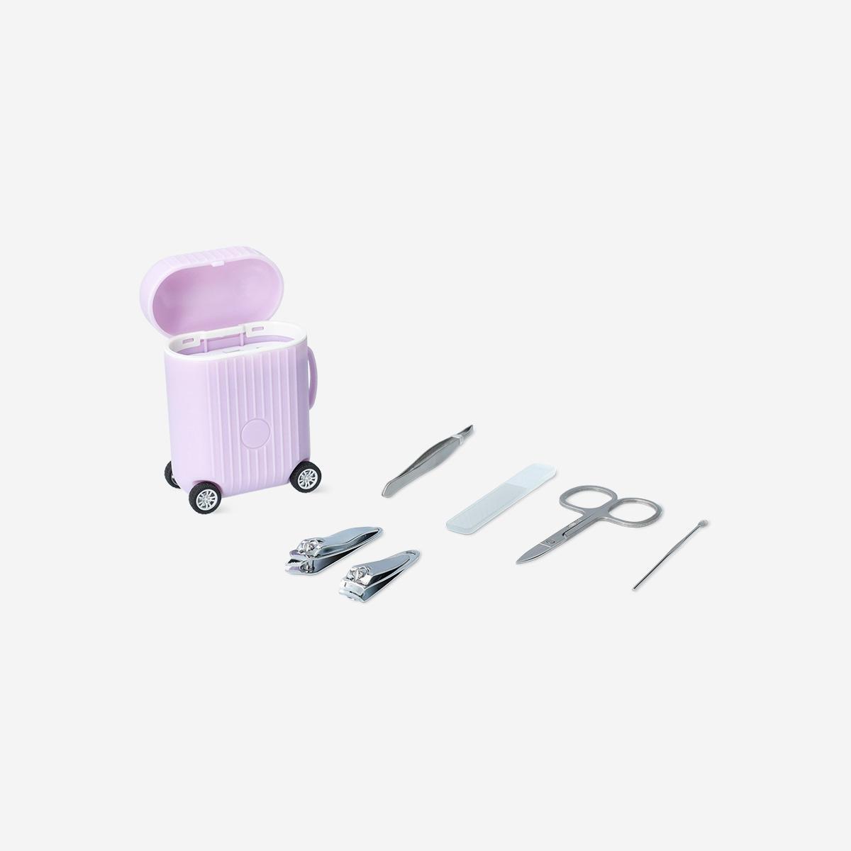 Pink Manicure And Pedicure Set In Suitcase - 6 Pcs
