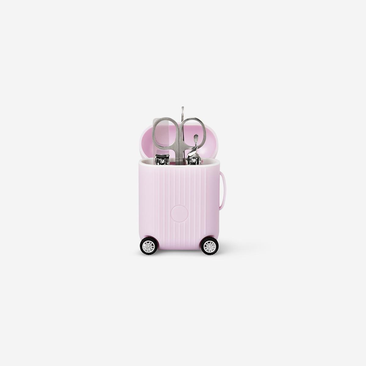 Pink Manicure And Pedicure Set In Suitcase - 6 Pcs