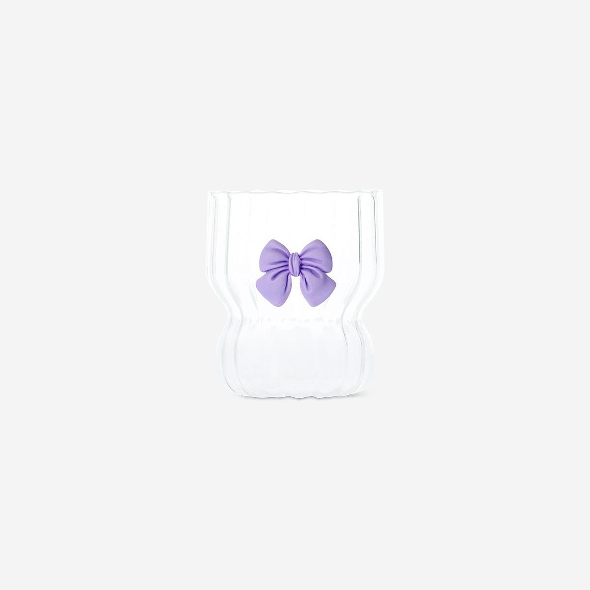 Purple Bow Drinking Glass - 280 Ml