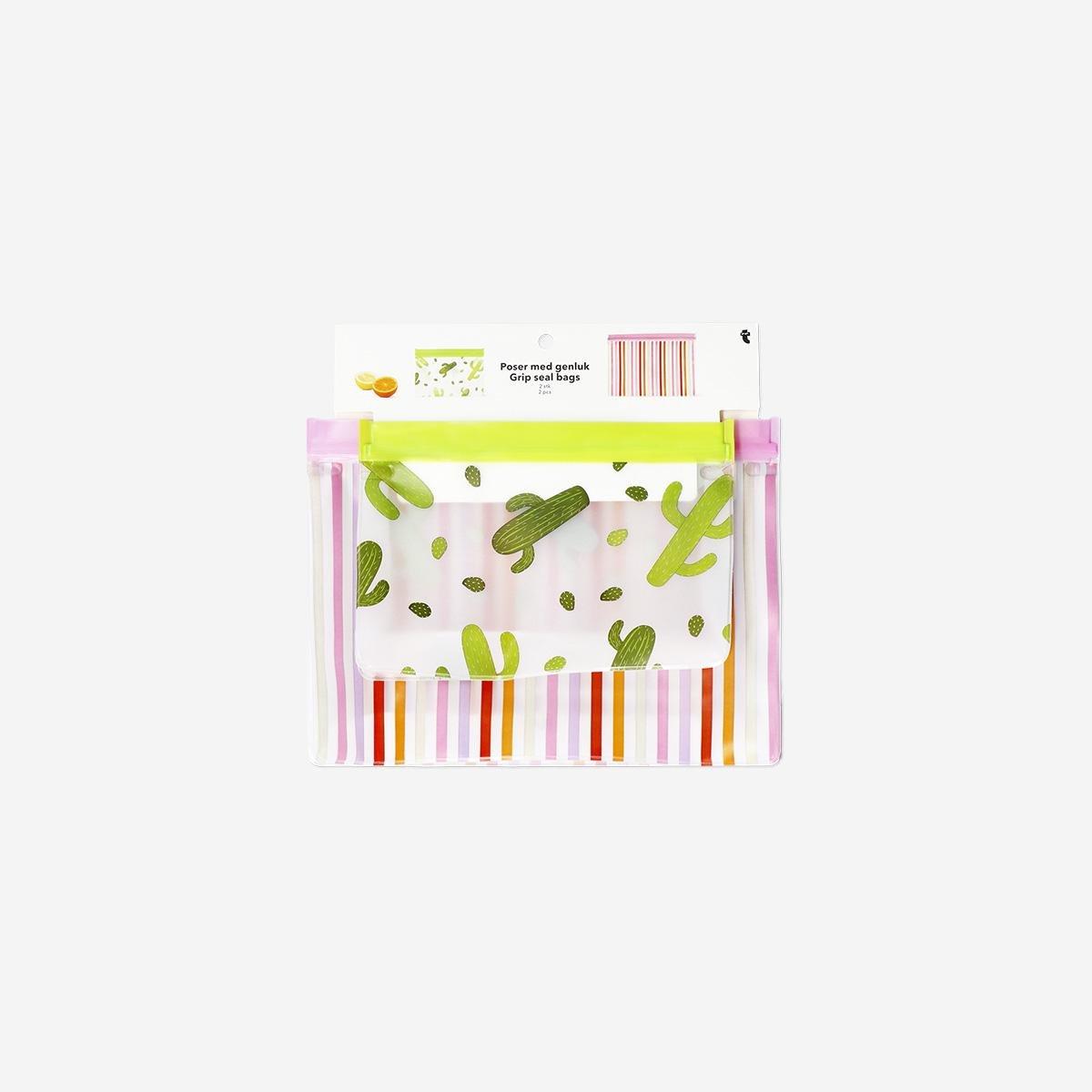 Multicolour Printed Grip Seal Bags, 2 Pcs