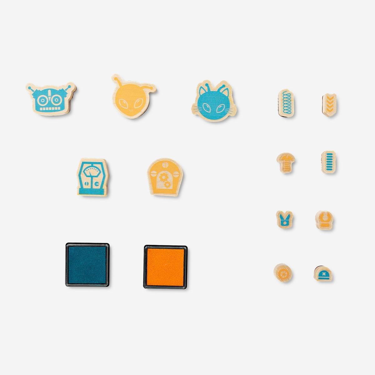 Multicolour Diy Robot Alien Stamps