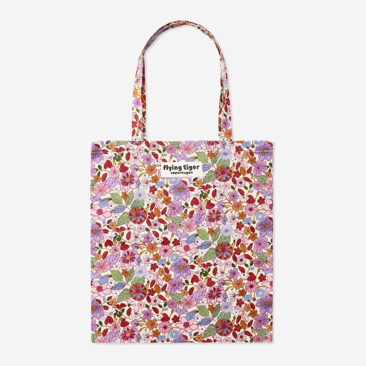 Multicolour Tote Bag With Fall Flowers