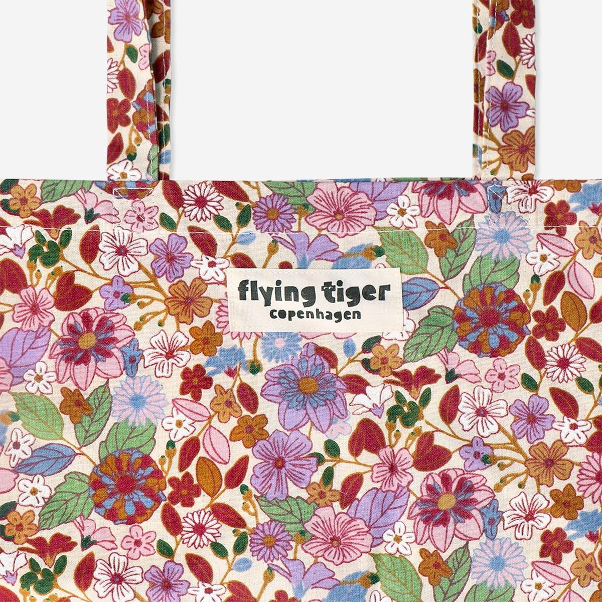 Multicolour Tote Bag With Fall Flowers