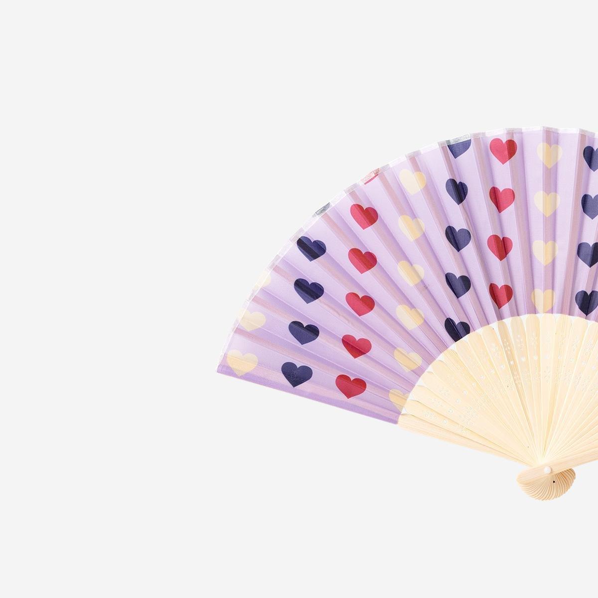 Multicolour Hearts Foldable Fan