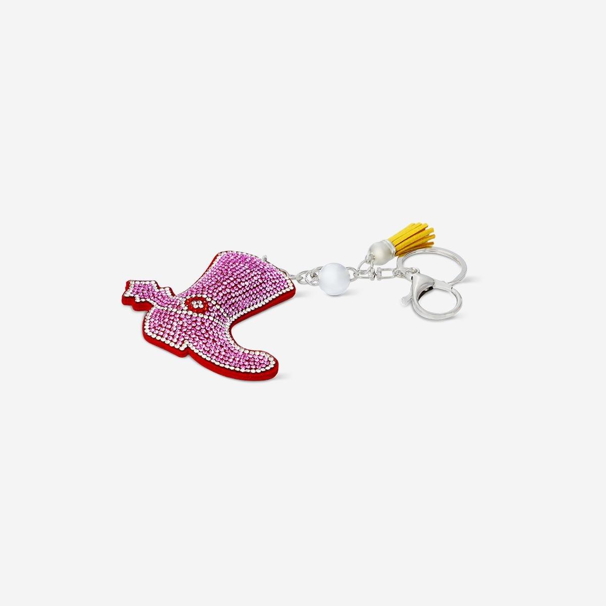 Pink Cowboy Boot Key Ring