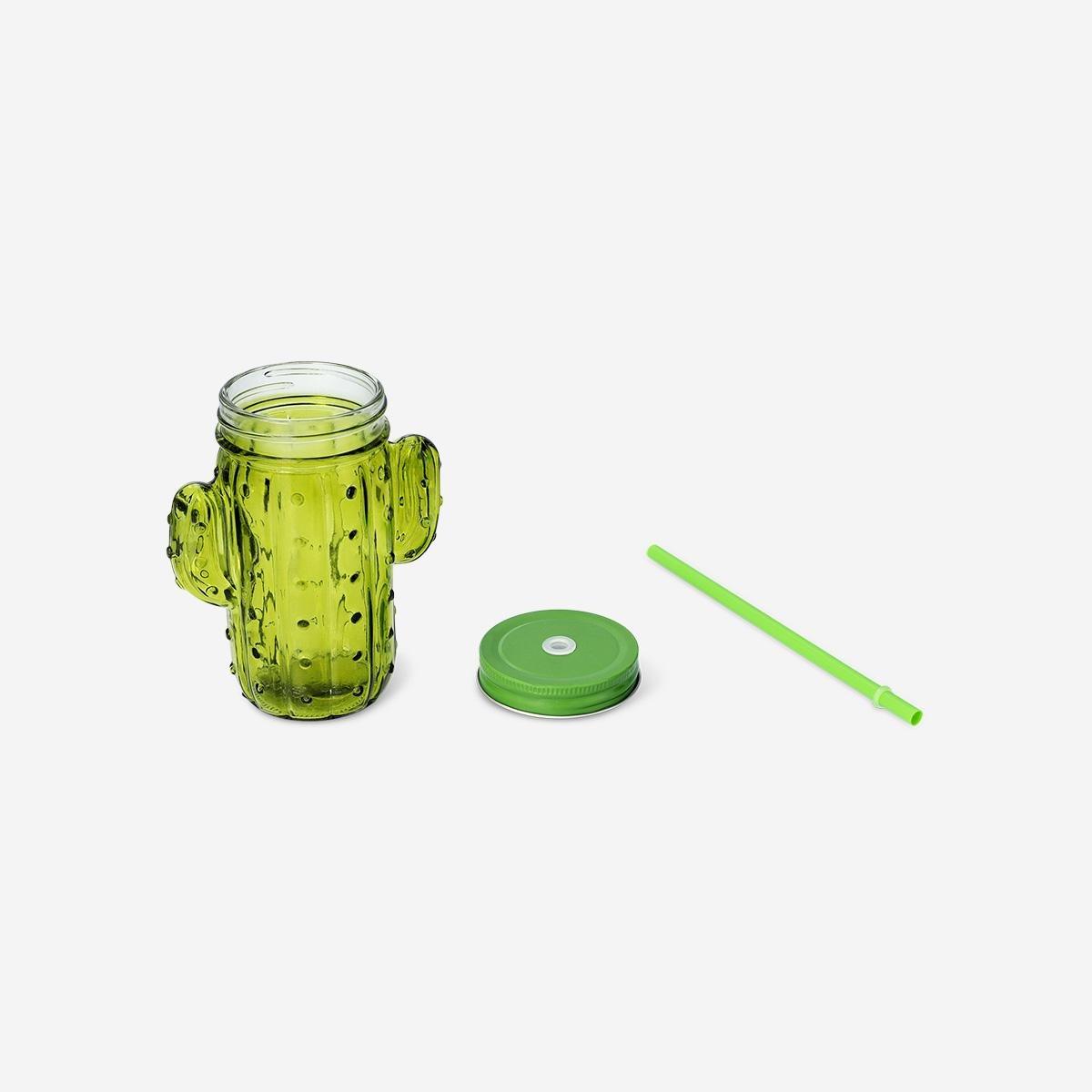 Green Lid And Straw Cactus Cup